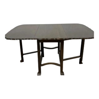 Vintage Jacobean Revival Oak Gateleg Drop-Leaf Dining Table With Scalloped Edge For Sale