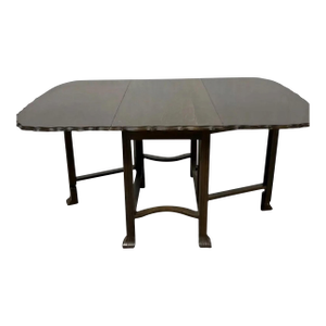 Vintage Jacobean Revival Oak Gateleg Drop-Leaf Dining Table With Scalloped Edge