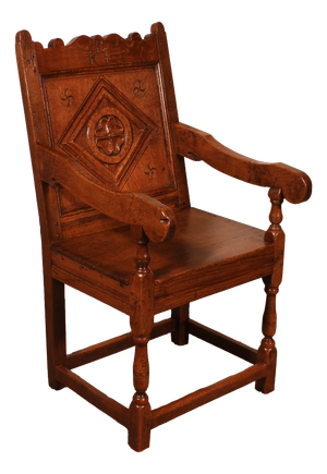 High-Back Armchair in Oak, 1800s