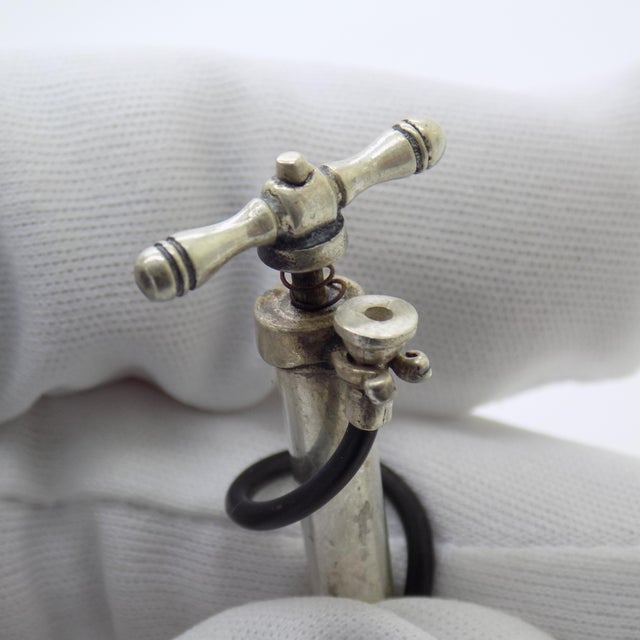 Vintage Italian Silver 800 Bicycle Pump Figurine by Raspini, Arezzo, 1970s For Sale - Image 3 of 12