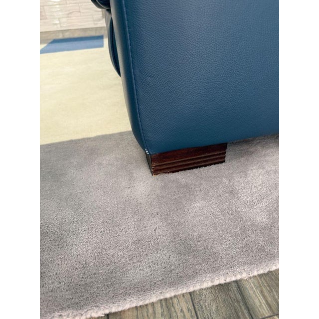 Blue Long Roche Bobois Leather Sofa For Sale - Image 8 of 11
