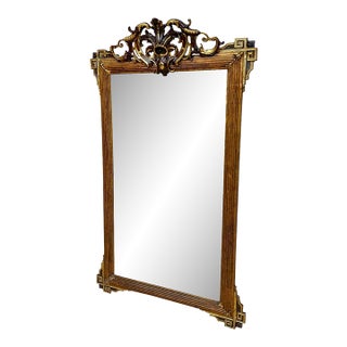 Large Antique Gold Leaf Ornate Carved Wall Mirror For Sale