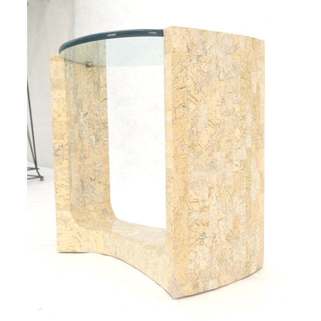 Kidney Organic Shape Thick Glass Top Tessellated Base Side End Lamp Table Stand For Sale - Image 12 of 14