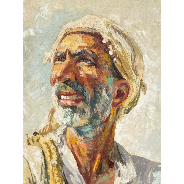 1950s 1954 A. Shitzas Tehran Oil Portrait Painting For Sale - Image 5 of 12