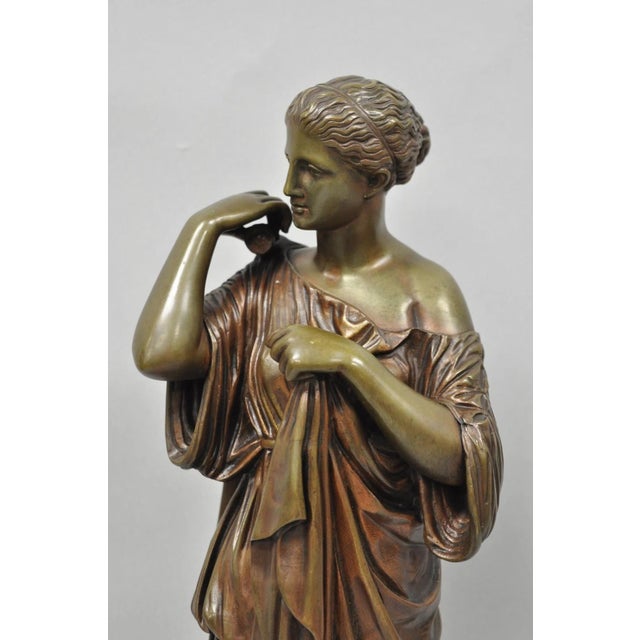 Antique 19th C. Ferdinand Barbedienne Bronze Diana Gabies Statue Sculpture For Sale - Image 4 of 17