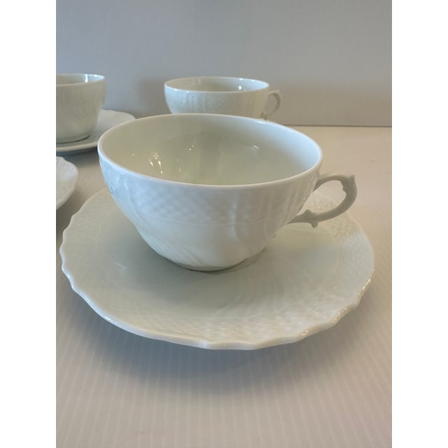 Ceramic 1900s Richard Ginory Italy Oversized White Tea Cup and Saucer - Set for Four(4) For Sale - Image 7 of 17