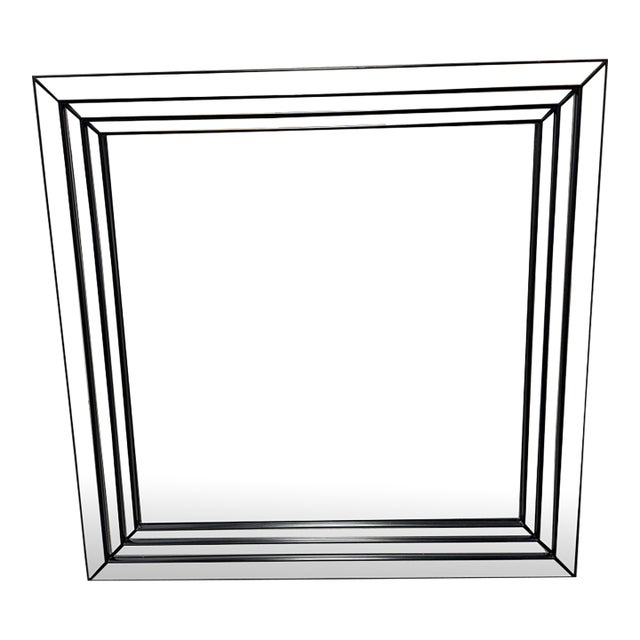 Deknudt Square Stepped Beveled Wall Mirror, Vintage For Sale