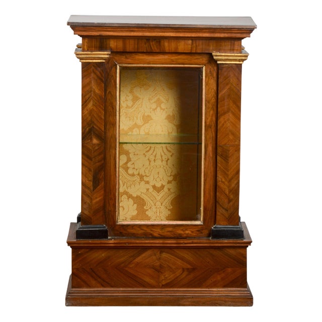 Mid 20th Century Display Case in Teak, Glass, and Fabric For Sale