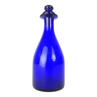 Vintage Cobalt Blue Petite Bottle With Stopper For Sale