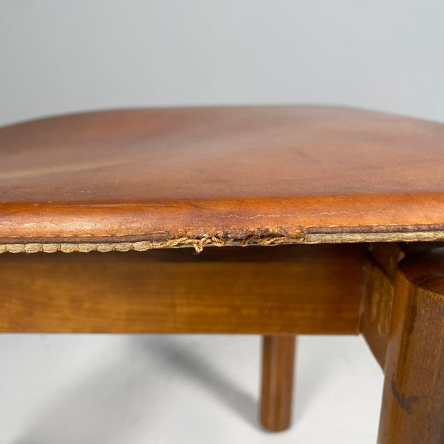 Italian Modern Wood and Brown Leather Chairs by Mobilgirgi, 1970s, Set of 6 For Sale - Image 15 of 18