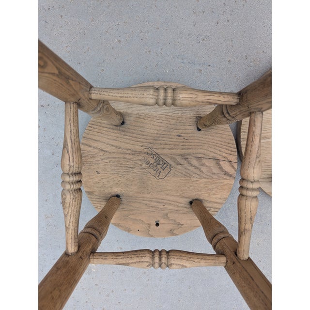 Late 20th Century Stripped Un-Stained Four (4) Virginia House Oak Bar Stools For Sale In Phoenix - Image 6 of 6