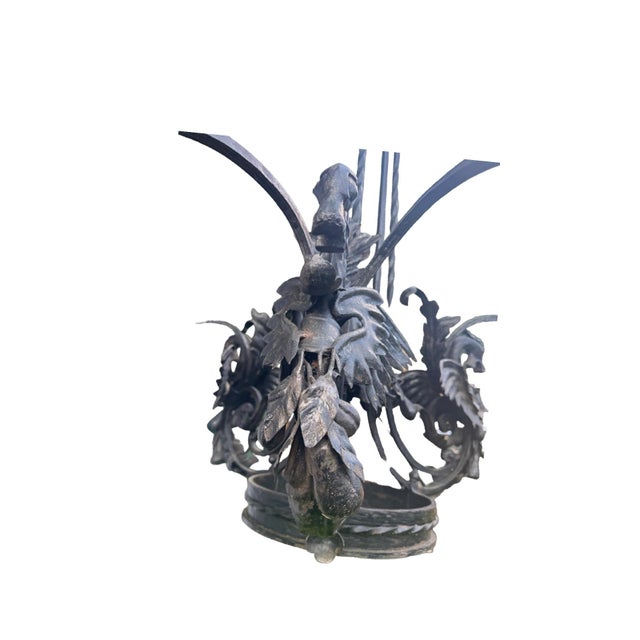 Metal 19th Century Spanish Hand-Forged Iron Dragon Chandelier, Barcelona For Sale - Image 7 of 12