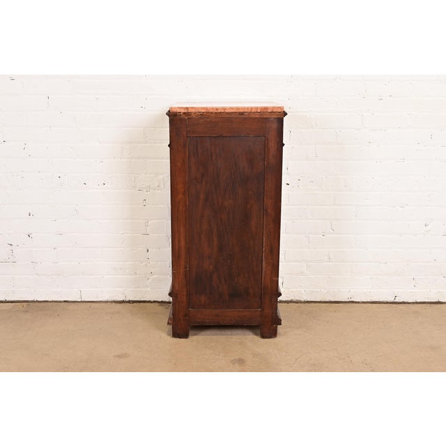 Antique Italian Renaissance Revival Carved Walnut and Marble Top Bedside Chest, Circa 1880s For Sale - Image 11 of 12