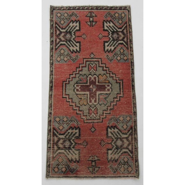Vintage Turkish Mini Wool Rug For Sale - Image 4 of 4