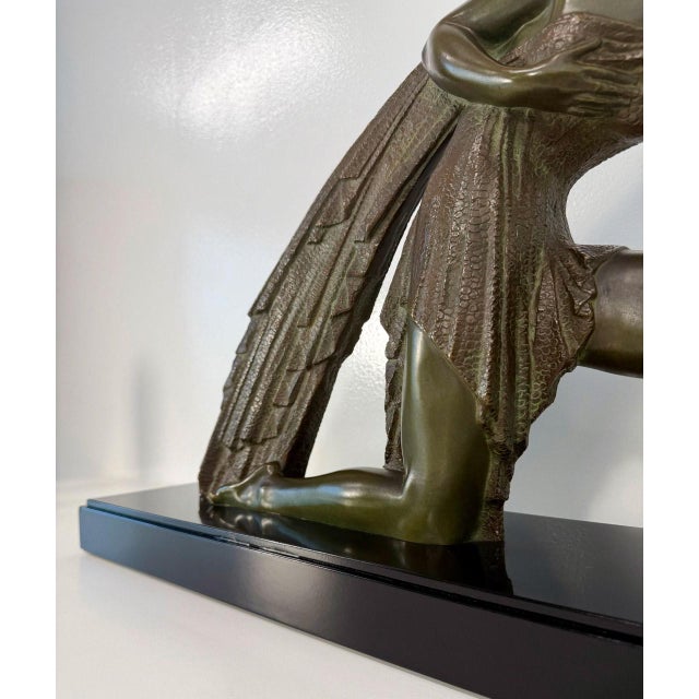 Demètre H. Chiparus, Art Deco Sculpture of Woman with Drapery, 1928, Bronze on Marble Base For Sale - Image 12 of 17
