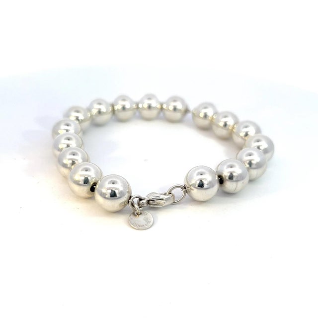 Tiffany and Co. 1990s Tiffany & Co Estate 10 mm Ball Bracelet Size 7.5" Sterling Silver For Sale - Image 4 of 4