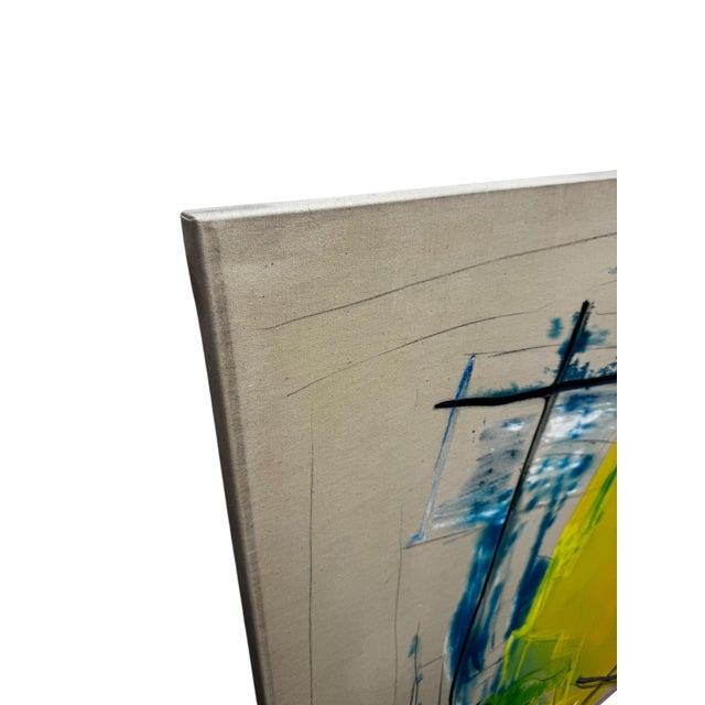1980s Pair of Oversized Jack Compton Colorful Abstract Mixed Media Paintings on Canvas 60x46" For Sale - Image 12 of 17