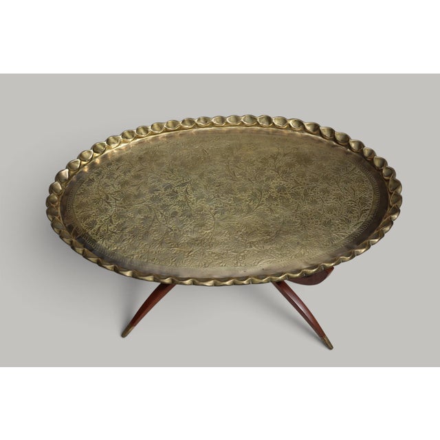 Islamic Ottoman with Brass Table Tray, 1950s For Sale - Image 18 of 18