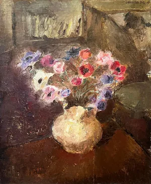 Otto Vautier, Flowers in a Vase, Oil on Canvas