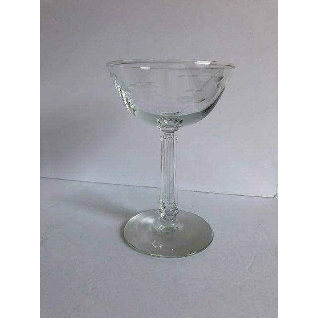 Mid-Century Modern Midcentury Etched Floral Pattern Set of 4 Stemware For Sale - Image 3 of 6