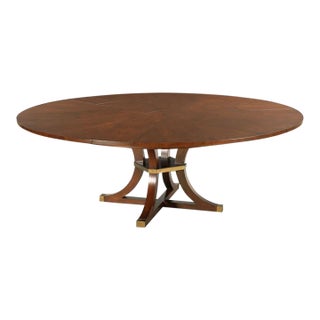 64–84-Inch Expandable Cherry Jupe Dining Table With Brass Stretcher and Brass-Capped Saber Legs For Sale