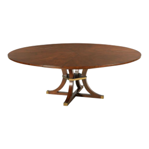 64–84-Inch Expandable Cherry Jupe Dining Table With Brass Stretcher and Brass-Capped Saber Legs