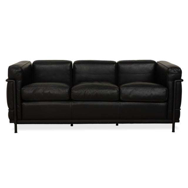 LC 2 3-Seater Sofa in Black Leather by Le Corbusier for Cassina For Sale - Image 16 of 16