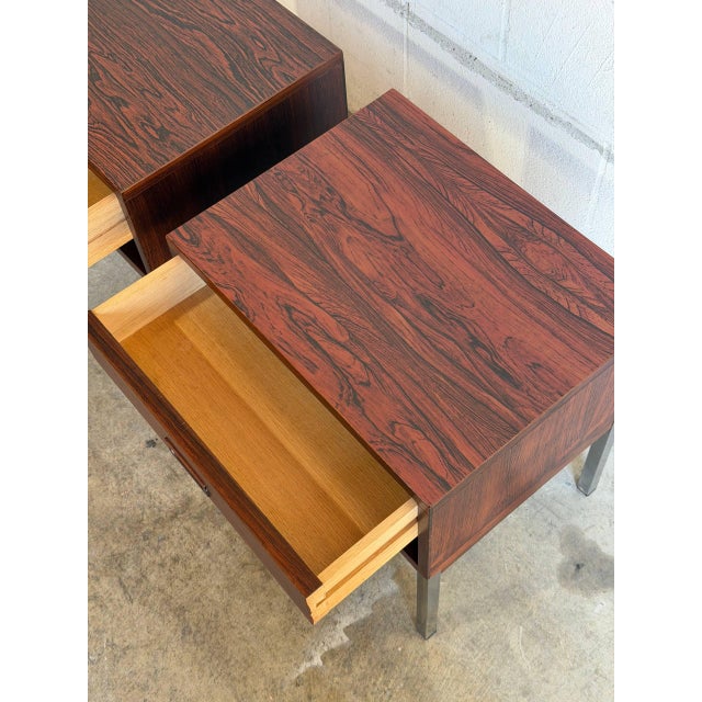 Wood In Style of Nipu Mobelfabrik Rosewood 1-Drawer Nightstands Set of 2 Danish Mid-Century Modern 1970s For Sale - Image 7 of 11
