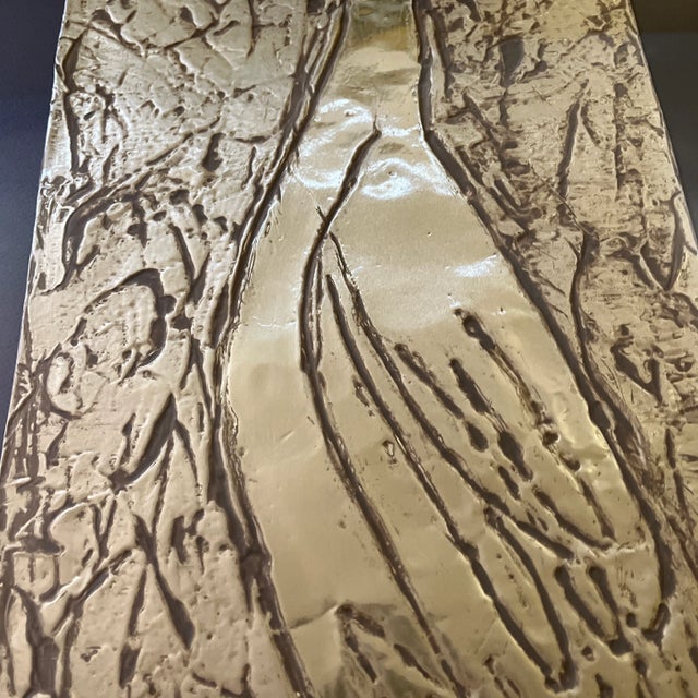 Metal 1980s Ann Dergara Embossed Metal Plaque "Crane Ii" American Folk Art Birds Florida For Sale - Image 7 of 12