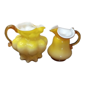 1970s Gorgeous Pair of Kanawha Cased Glass Miniature Pitchers