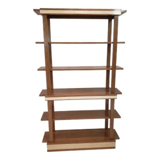 Transitional Cherry Bookcase With Curly Maple Accent For Sale