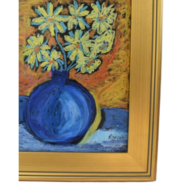 Original one-of-a-kind contemporary oil painting of a bouquet of white flowers on artist board. The talented artist "Ruth...