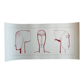 A. Modigliani (1884-1920), Tetes (Red), Printed in Italy For Sale