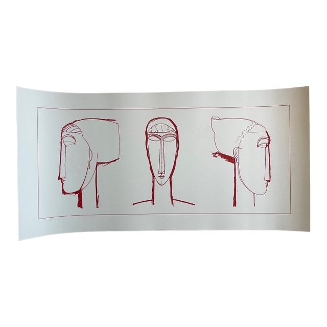 A. Modigliani (1884-1920), Tetes (Red), Printed in Italy For Sale
