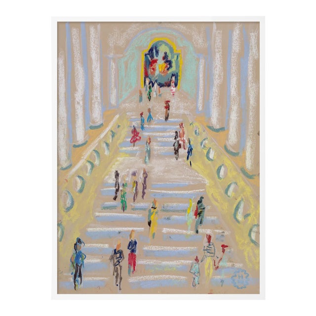 At the Museum by Happy Menocal in White Frame, Small Art Print For Sale