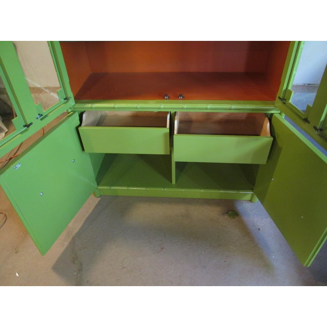 Vintage Drexel Painted Hollywood Regency /Chinoiserie Style China Cabinet For Sale - Image 10 of 14