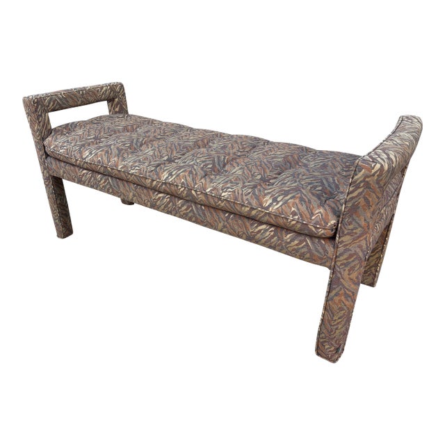 1990's Upholstered Patterned Fabric Bench For Sale