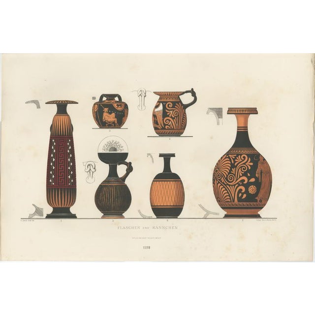 Albert Genick, Greek Bottles & Jugs with Classical Figures, 1883, Lithograph For Sale - Image 9 of 9
