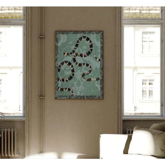 'Les Jardin', Snake Print on Textile Pattern For Sale - Image 4 of 5