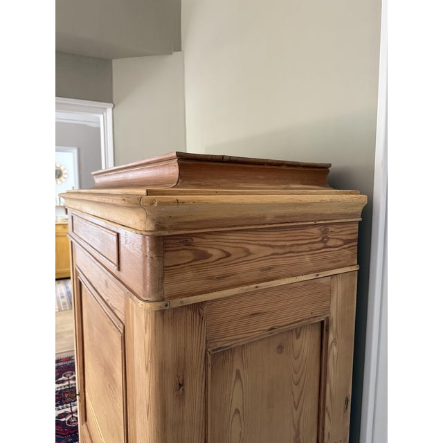 Brown French Country Armoire in Stripped Pine, 19th Century For Sale - Image 8 of 18