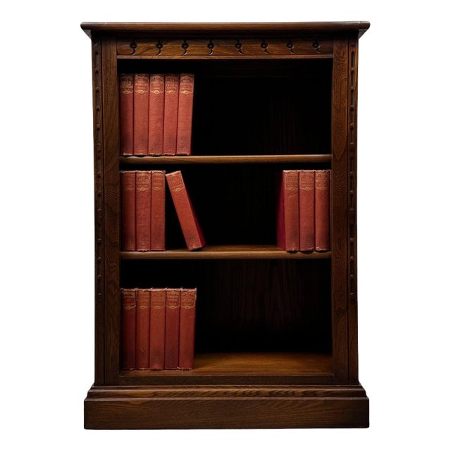 Small Antique Oak Open Bookcase, 1900s For Sale