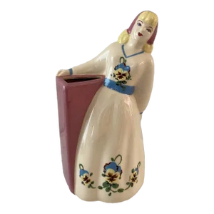 Vintage Weil Ware Ceramic Country Girl Figurine Vase/Planter