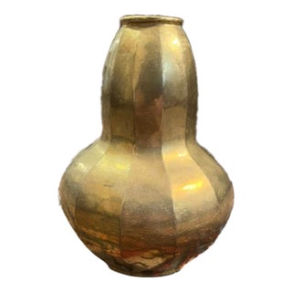 Early 20th-Century French Brass Beaten Art Nouveau Vase For Sale