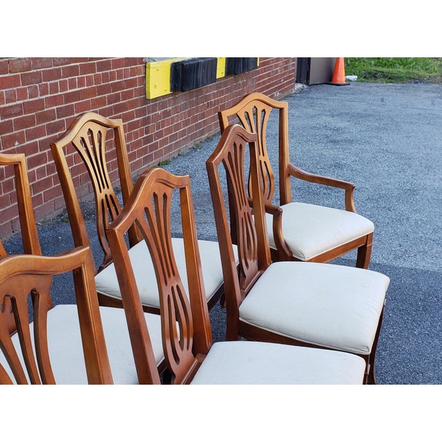 1990s Drexel Heritage Yorkshire Collection Yew Wood Parsons Dining