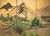 Goldenrod 1960s "Summer Landscape With Trees", Shōwa Era Japanese Painted Byobu Screen For Sale - Image 8 of 18