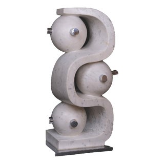 Hugo Verheyen, Incomprehension I Sculpture, 1980s, Carrara Marble and Chromed Metal For Sale