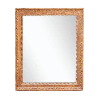 Neoclassical Empire Rectangular Gold Hand Carved Wooden Mirror, 1970s For Sale