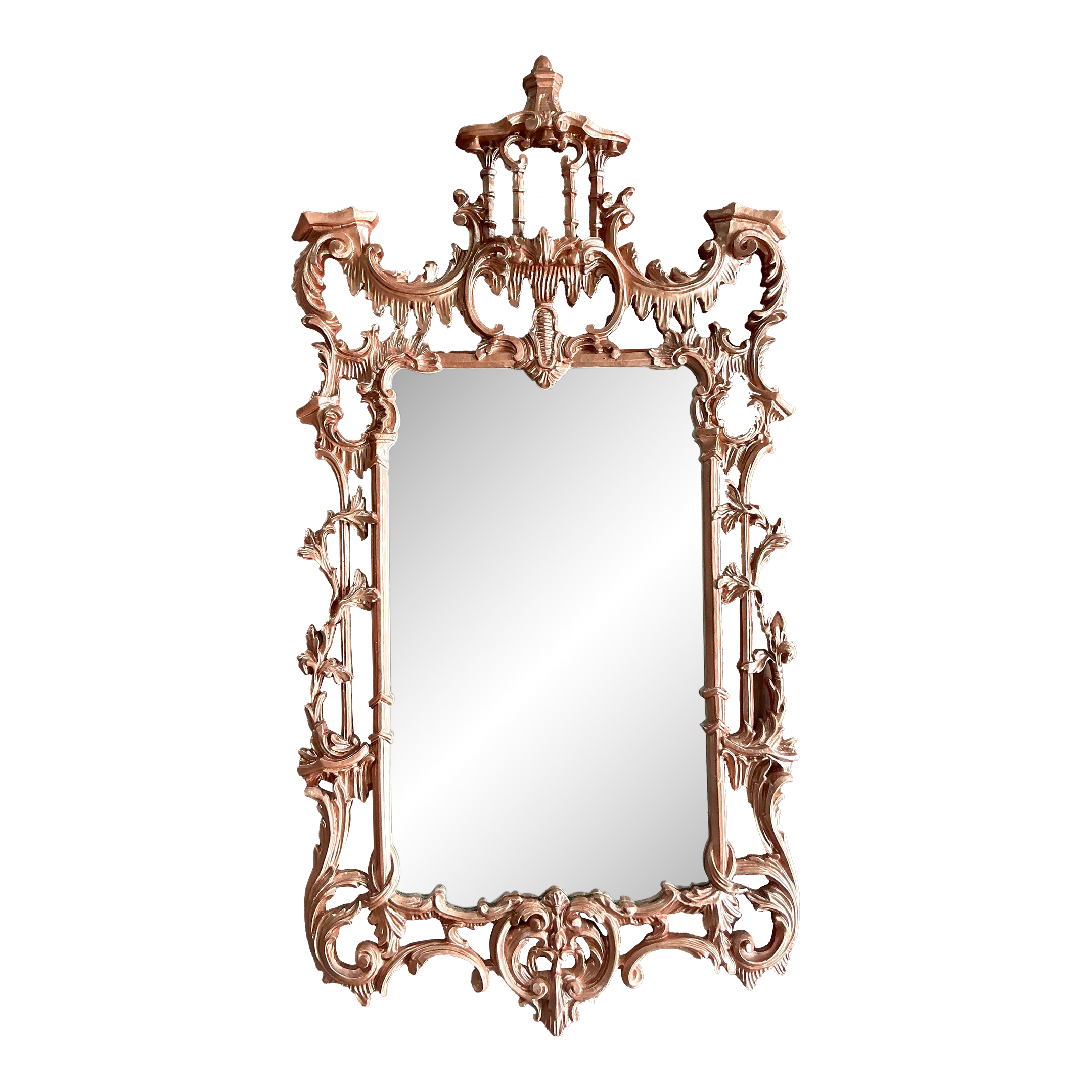Vintage Regency Copper Finish Pagoda Mirror | Chairish