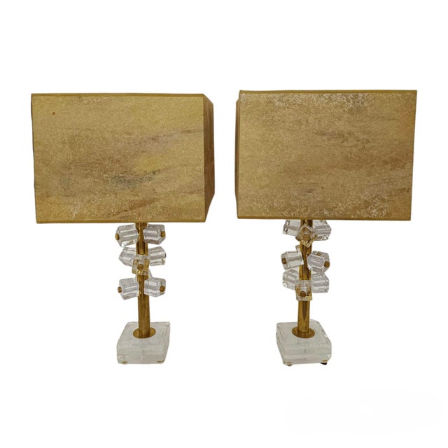Metal Murano Glass Cube Lamps, 1970s, Set of 2 For Sale - Image 7 of 7