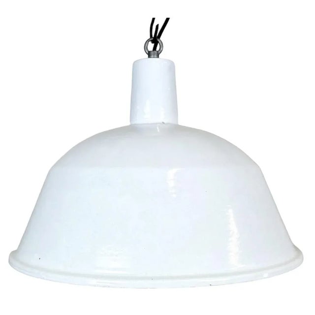 Industrial White Enamel Pendant Lamp from Emax, 1960s For Sale - Image 13 of 13